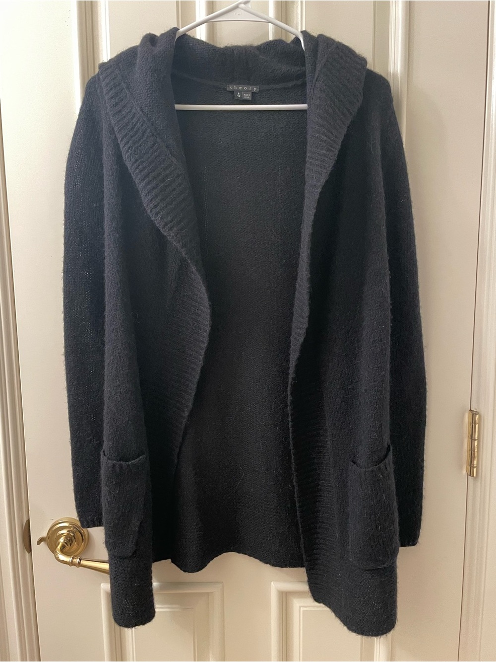 Theory Navy Hooded Open-Front Cardigan